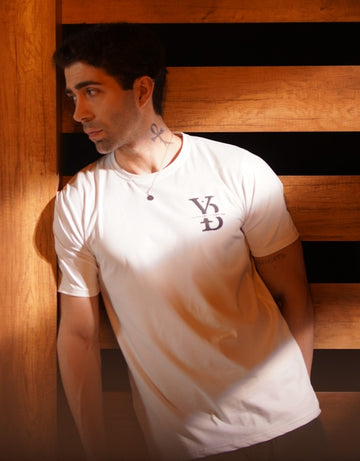 Luxecore – White Cotton Round Neck T-shirt for Men