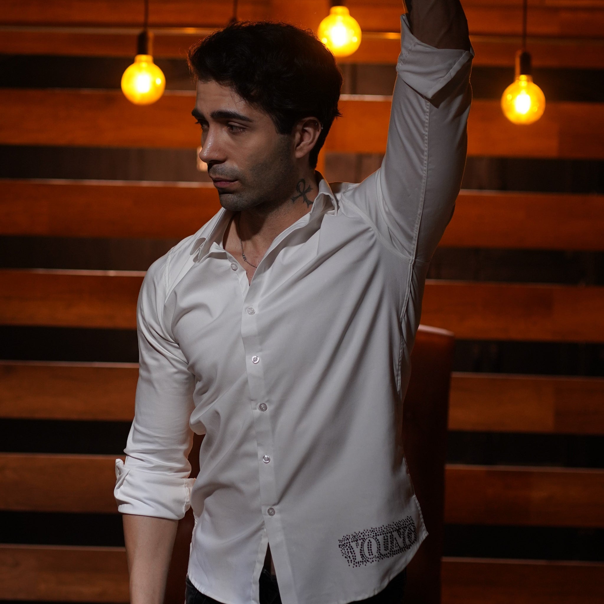 Billionaire Gleam – White Cotton Shirt for Men