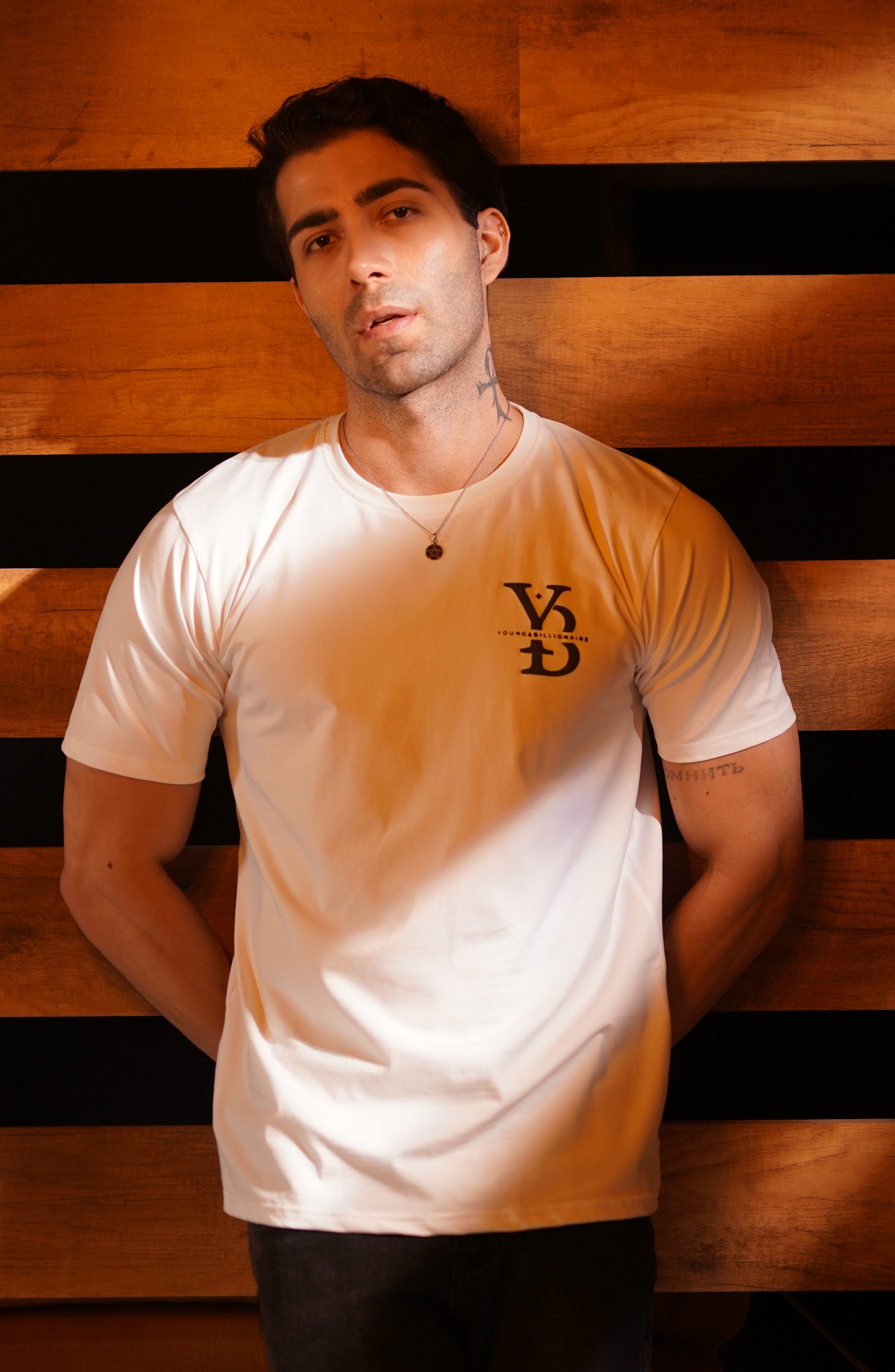 Luxecore –  White Cotton  Round Neck T-shirt for Men