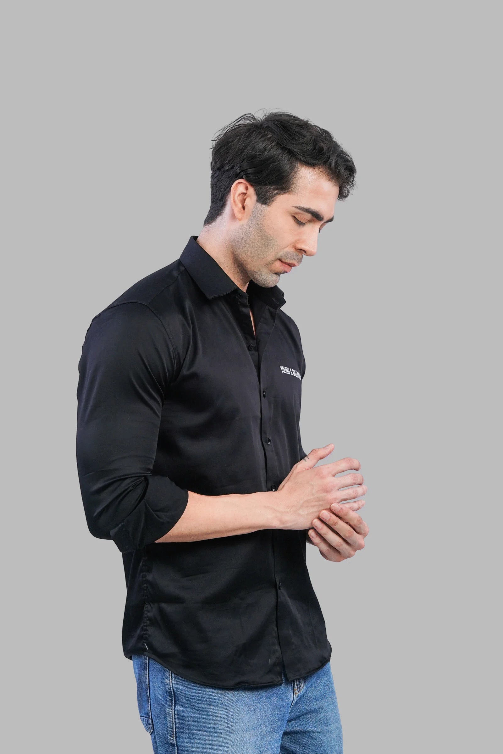 Legacy Mark  –  Black Cotton  Shirt for Men