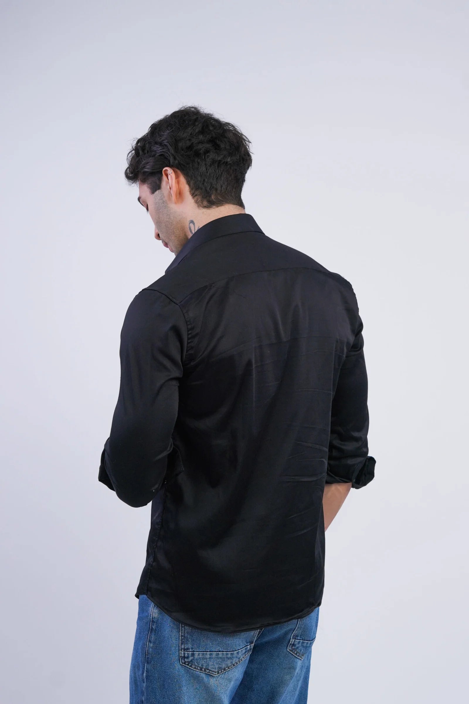 Legacy Mark  –  Black Cotton  Shirt for Men
