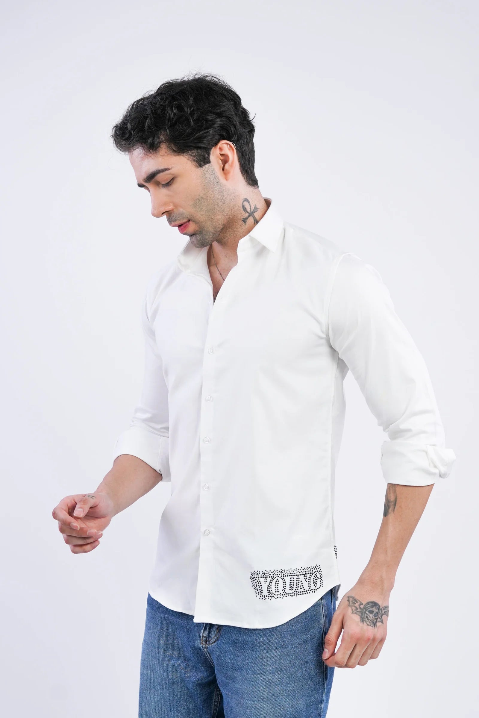Billionaire Gleam – White Cotton Shirt for Men